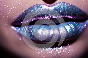 Lustrous Glittery lips. Generate Ai
