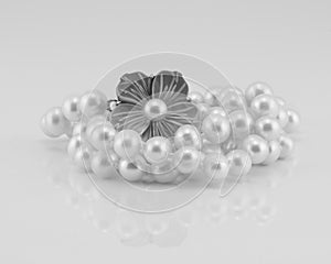 A Lustrous Pearl Necklace With Flower Clasp