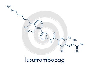 Lusutrombopag drug molecule thrombopoietin receptor agonist. Skeletal formula. photo