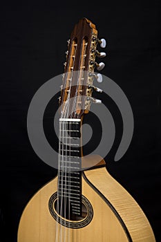 Lute on black background. Lute, mandolin, bandurria.