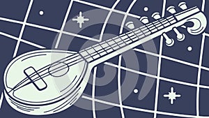 Lute on Grid, Abstract Music Composition Vector, vector design Generative AI