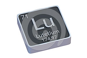 Lutetium Lu chemical element of periodic table isolated on white background