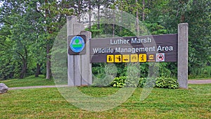 Luther Marsh Wildlife Management Area Entrance Sign