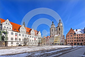 Luther Statue Colorful Market Square Rathaus Lutherstadt Wittenberg Germany