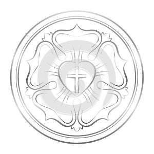 Luther Symbol Silver Rose