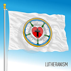 Lutheranism international flag symbol in the wind