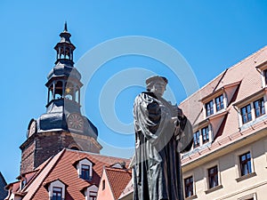 Lutherstadt Eisleben statue of Luther in the market