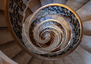 The LutyenÃ¢â¬â¢s stair, spiral stone staircase designed by Edwin Lutyens in the 1920s, located in the Ned Hotel, City of London UK