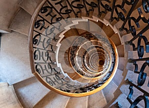The LutyenÃ¢â¬â¢s stair, spiral stone staircase designed by Edwin Lutyens in the 1920s, located in the Ned Hotel, City of London UK