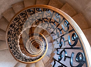 The LutyenÃ¢â¬â¢s stair, spiral stone staircase designed by Edwin Lutyens in the 1920s, located in the Ned Hotel, City of London UK