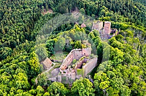 Lutzelbourg and Rathsamhausen Castles in the Vosges Mountains at Ottrott - Alsace, France