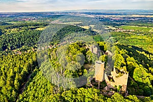 Lutzelbourg and Rathsamhausen Castles in the Vosges Mountains at Ottrott - Alsace, France