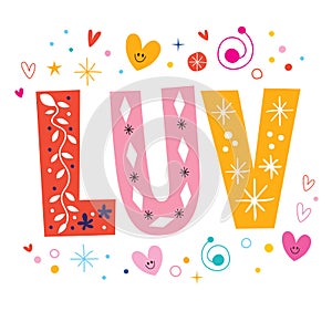 LUV love decorative lettering text