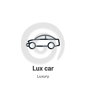 Lux car outline vector icon. Thin line black lux car icon, flat vector simple element illustration from editable luxury concept