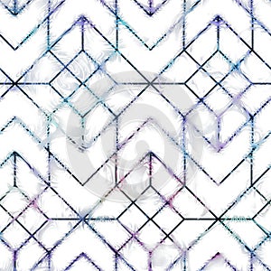 Lux navy and white iridescent geo seamless pattern