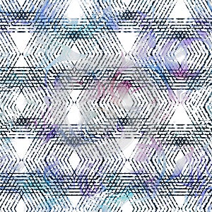 Lux navy and white iridescent geo seamless pattern