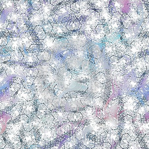 Lux navy and white iridescent geo seamless pattern