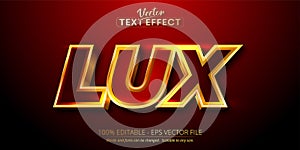 Lux text, shiny gold style editable text effect photo