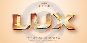 Lux text, shiny golden color style editable text effect photo
