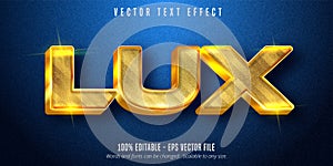 Lux text, shiny golden style editable text effect photo