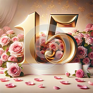 Luxe Golden 15th Birthday with Roses photo