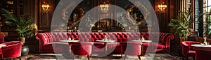 Luxe Parisian salon with velvet settees and gilded mirrors3D render photo
