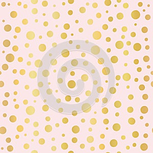 Luxe Rose Gold Polka Dots Pattern Seamless Vector, Drawn Metallic