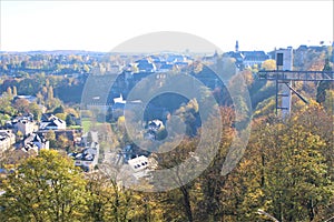 Luxembourg - 2022 - panoramic view on the old town with the modern lift