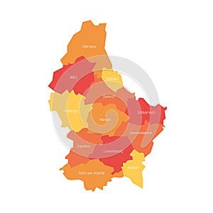 Luxembourg - administrative map of cantons