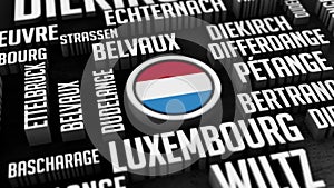 Luxembourg Cities Word Cloud Collage In 3D