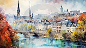Luxembourg City Impressions: Captivating Artwork of Charming European Capital
