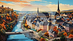 Luxembourg City Splendor: A Captivating Impressionistic Masterpiece