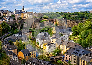 Luxembourg city, view of the Old Town and Grund