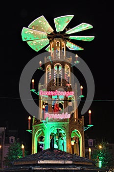 Luxembourg - December 2022- Christmas Market Pyramid at night