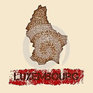 Luxembourg distressed map.