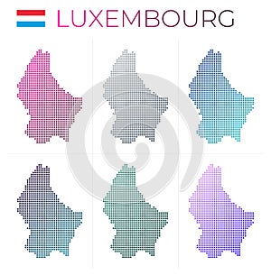 Luxembourg dotted map set.