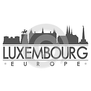 Luxembourg Europe Skyline Silhouette Design City Vector Art Famous Buildings.