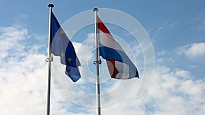 Luxembourg and European Union flags