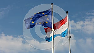 Luxembourg and European Union flags
