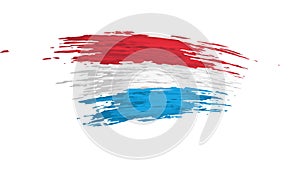 Luxembourg flag animation. Brush painted luxembourgish flag on a white background. Brush strokes, grunge. Luxembourg state