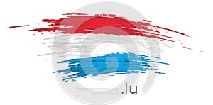 Luxembourg flag. Brush strokes, grunge. Stripes colors of luxembourgish flag on white background. Vector design national poster,