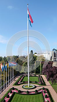 Luxembourg flag and garden