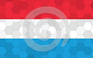 Luxembourg flag illustration. Futuristic Luxembourger flag graphic with abstract hexagon background vector. Luxembourg national