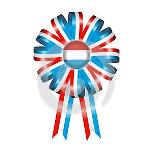 Luxembourg flag, rosette and pennant, isolated on white