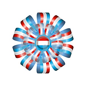 Luxembourg flag, rosette and pennant, isolated on white