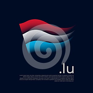 Luxembourg flag. Stripes colors of the luxembourgish flag on a dark background. Vector stylized design national poster with .lu