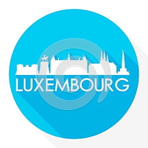 Luxembourg Flat Icon. Skyline Silhouette Design. City Vector Art Famous Buildings.