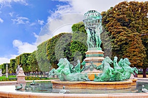 Luxembourg Garden in Paris,Fontaine de Observatoir.Paris