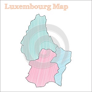 Luxembourg hand-drawn map.