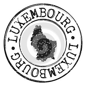 Luxembourg Map Silhouette Postal Passport Stamp Round Vector Icon Seal Badge Illustration.